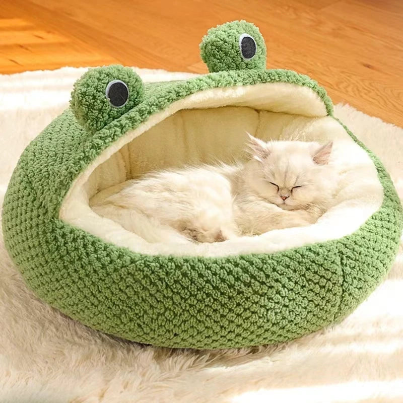 Plush Frog Cat Bed - Purr-fect Picks