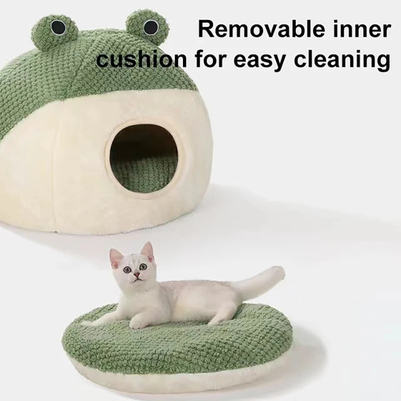 Plush Frog Cat Bed - Purr-fect Picks