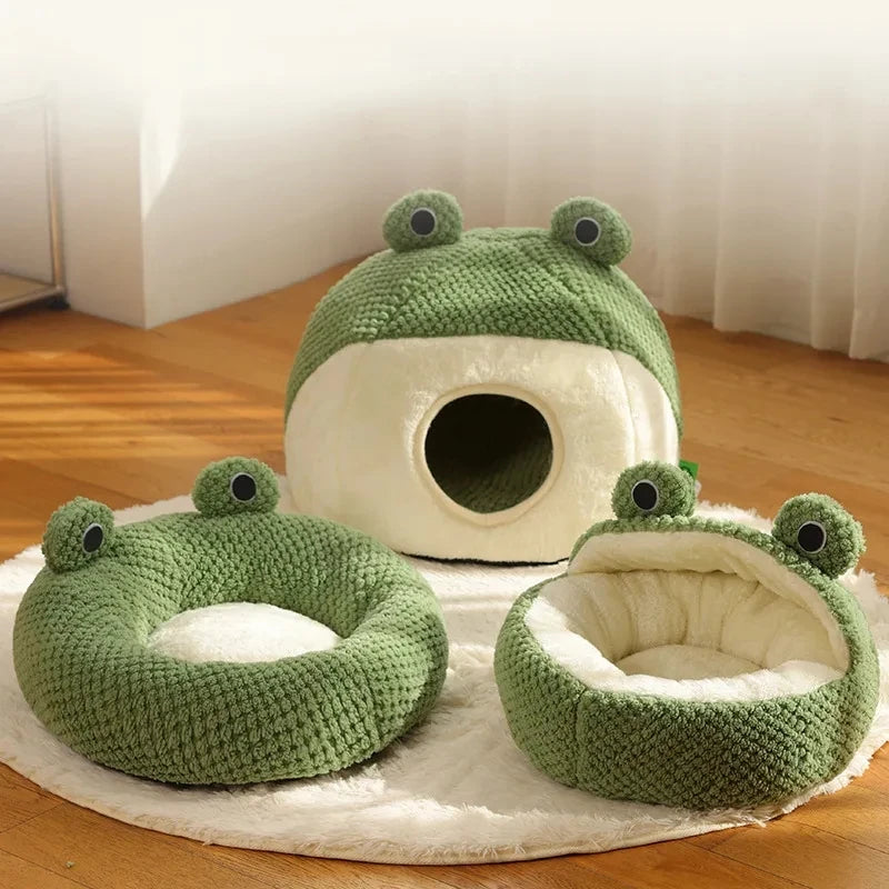 Plush Frog Cat Bed - Purr-fect Picks